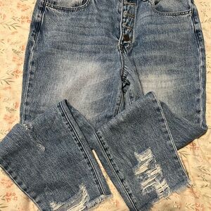 Pink Lily Medium Blue Distressed Boyfriend Jeans